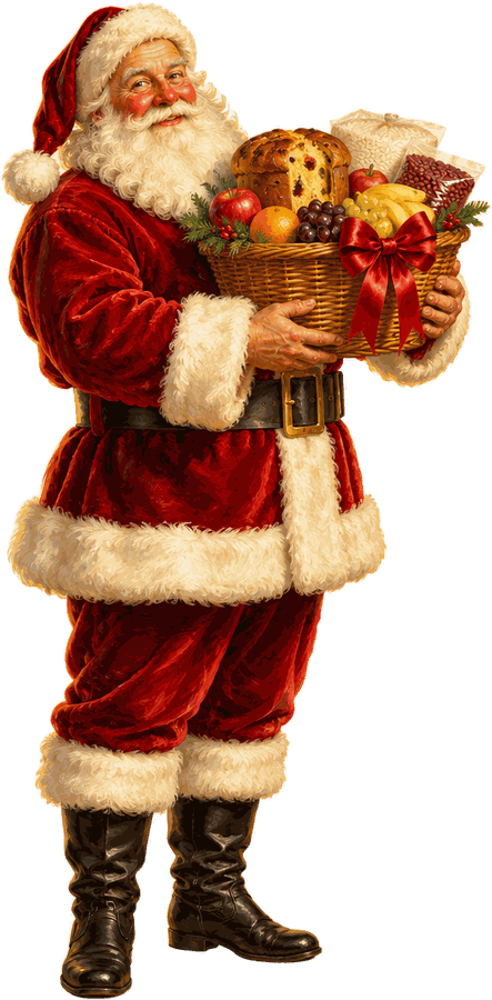 Papai Noel com uma cesta de Natal